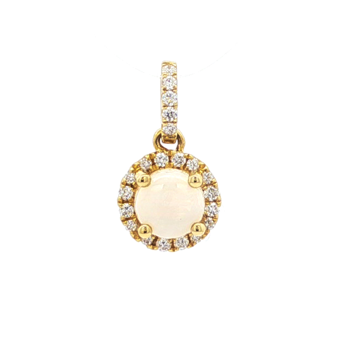 .24 ct Opal & .08 Diamond 14kt Yellow Gold Halo Pendant