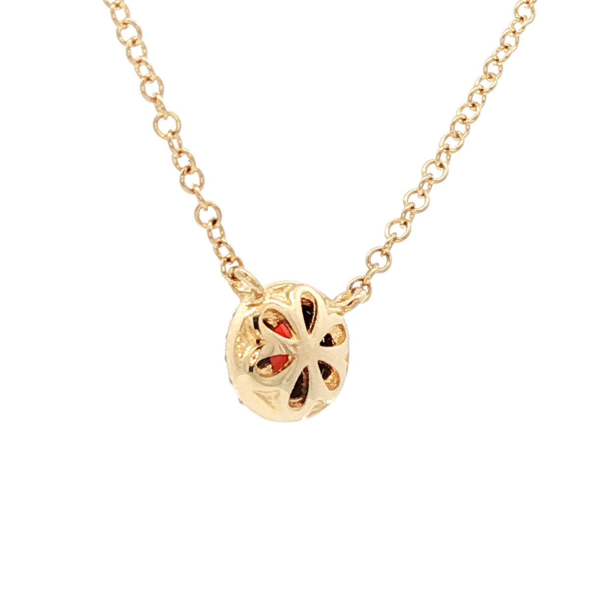 14kt Gold Garnet and Diamond Halo Necklace Yellow,White