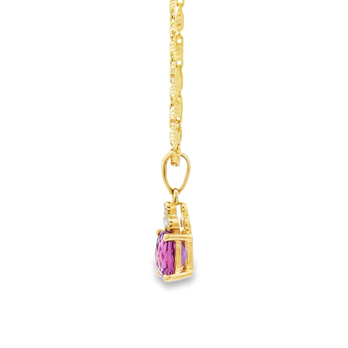 14kt Yellow Gold .70 ct Cushion Amethyst with Diamond Accent Pendant