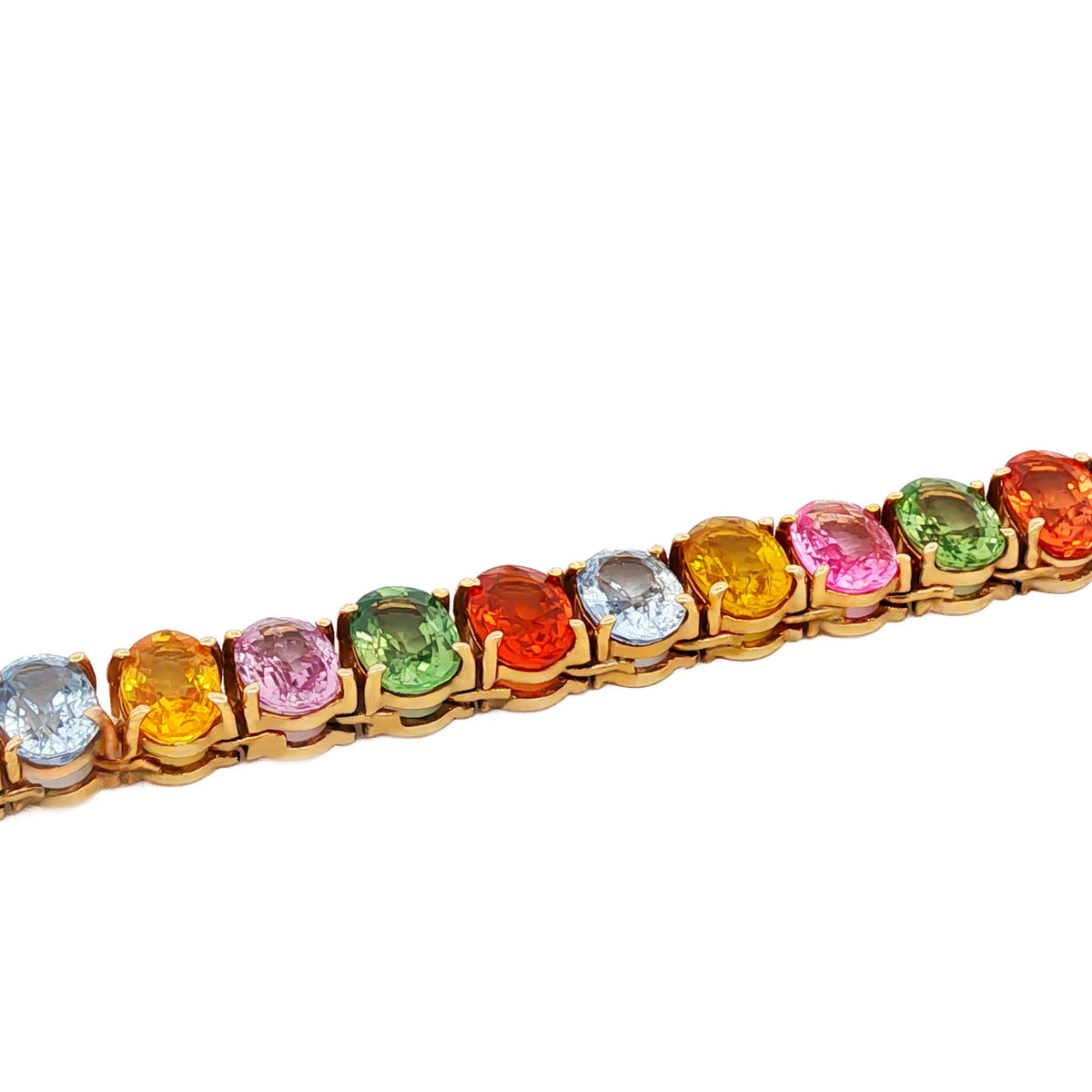 14kt Yellow Gold 48.00 ctw Oval Multi-Color Sapphire Necklace