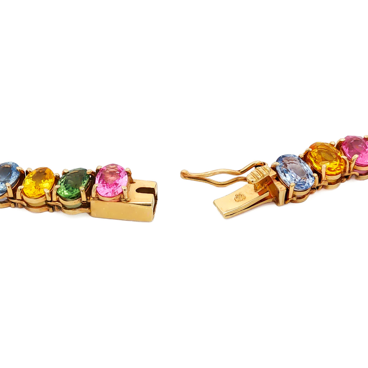 14kt Yellow Gold 48.00 ctw Oval Multi-Color Sapphire Necklace