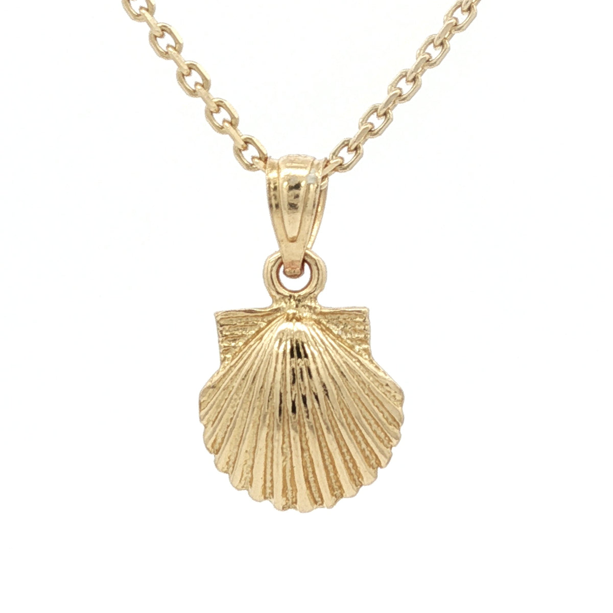 14kt Yellow Gold Small Textured Scallop Shell Pendant