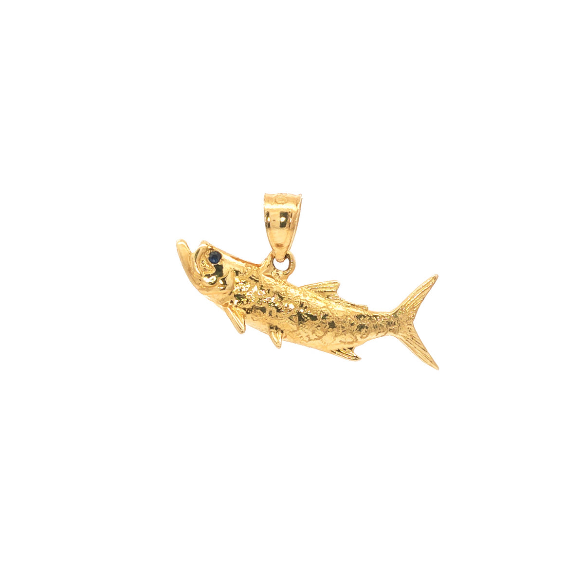 14kt Yellow Gold Sapphire Eye Reversible Tarpon Fish Pendant