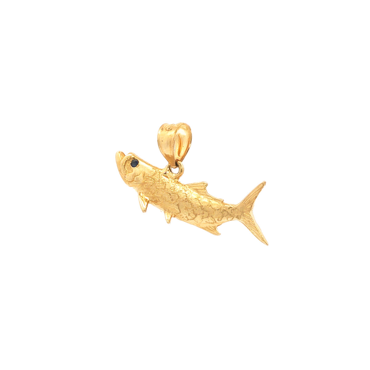 14kt Yellow Gold Sapphire Eye Reversible Tarpon Fish Pendant
