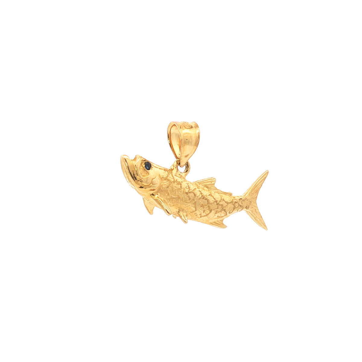 14kt Yellow Gold Sapphire Eye Reversible Tarpon Fish Pendant