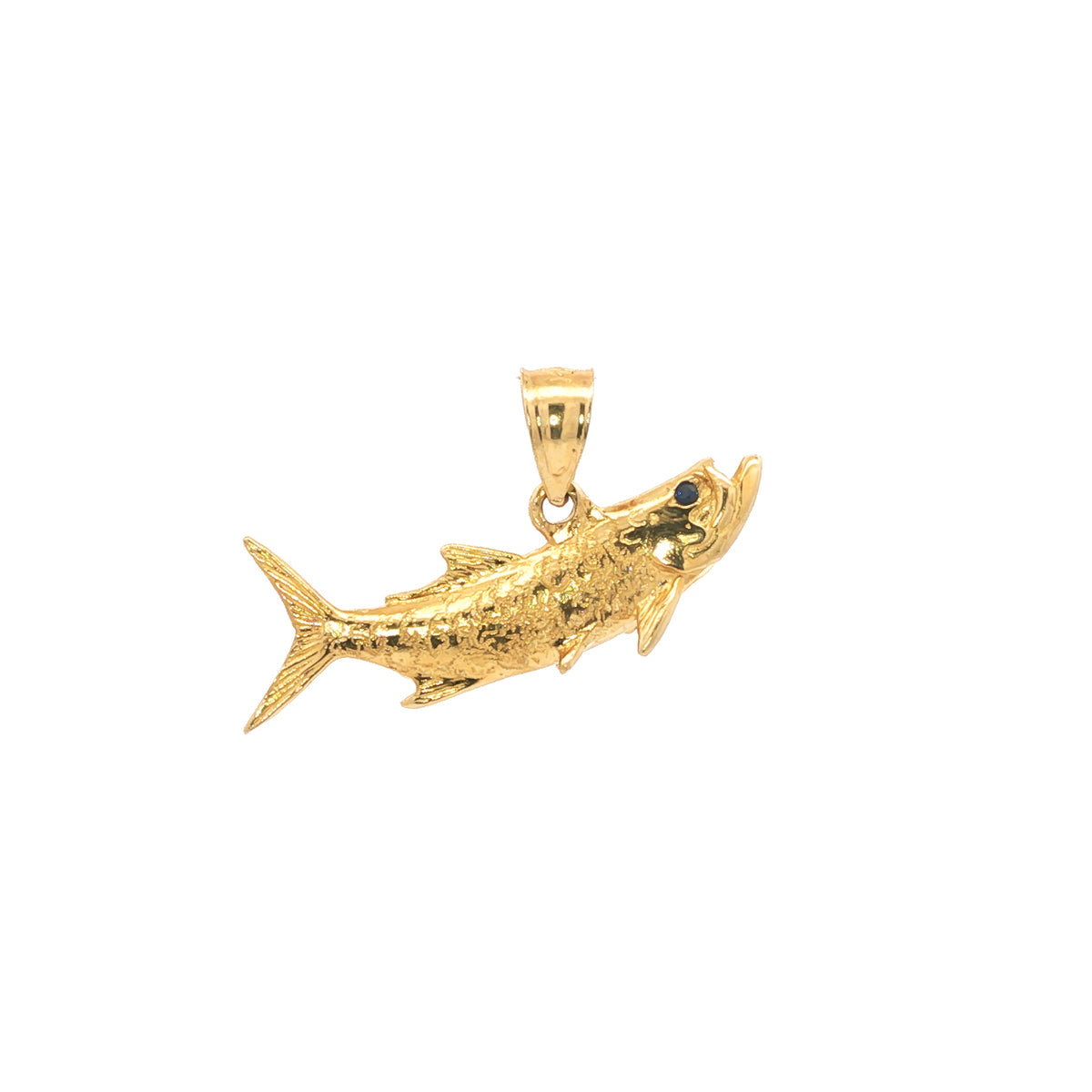 14kt Yellow Gold Sapphire Eye Reversible Tarpon Fish Pendant