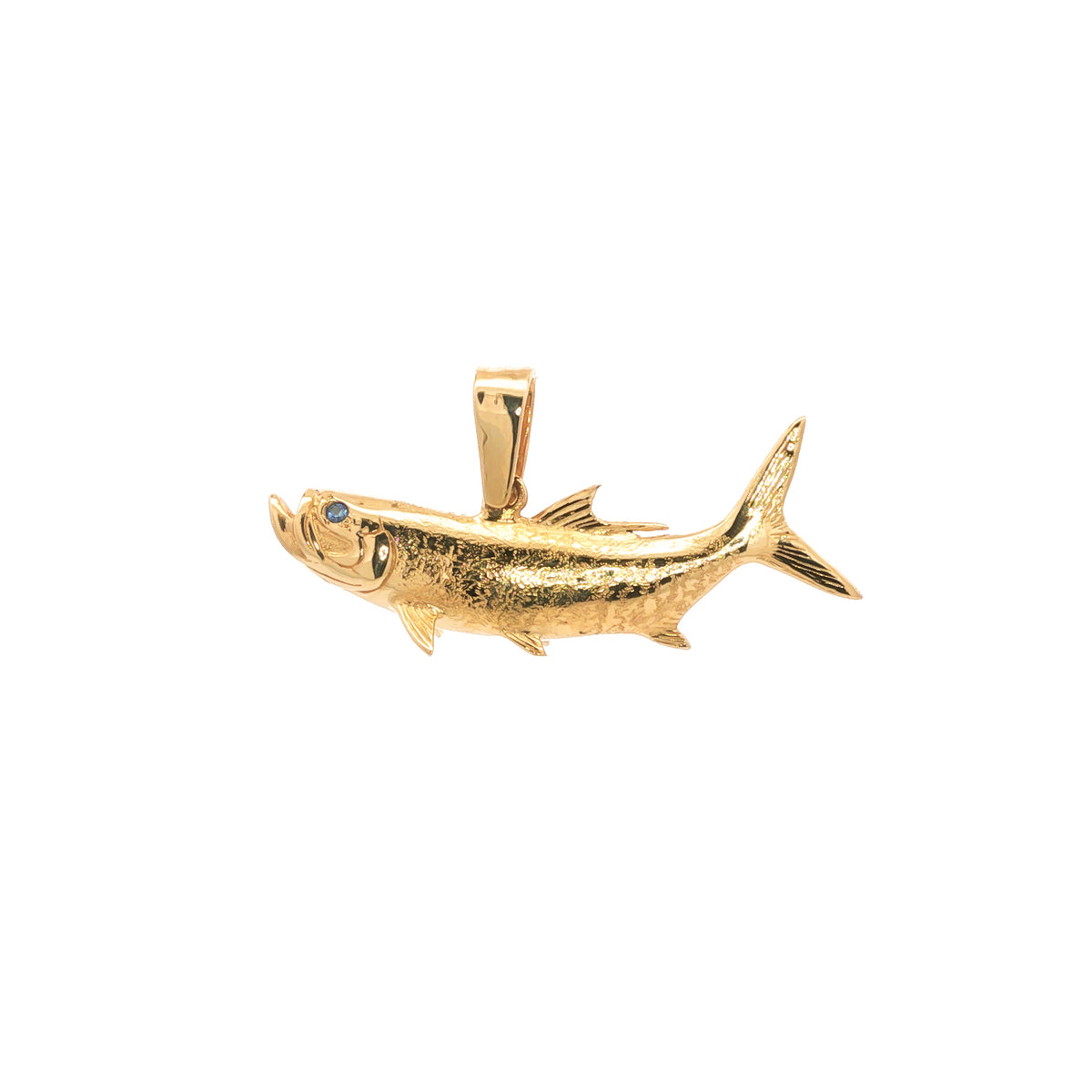 14kt Yellow Gold Sapphire Reversible Tarpon Fish Pendant