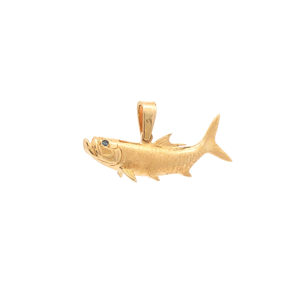 14kt Yellow Gold Sapphire Reversible Tarpon Fish Pendant