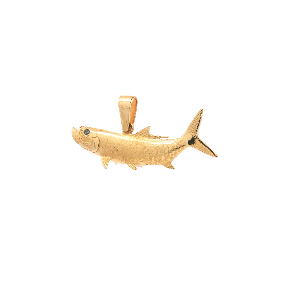 14kt Yellow Gold Sapphire Reversible Tarpon Fish Pendant