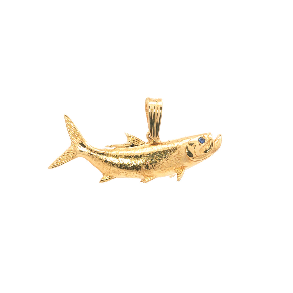 14kt Yellow Gold Sapphire Reversible Tarpon Fish Pendant