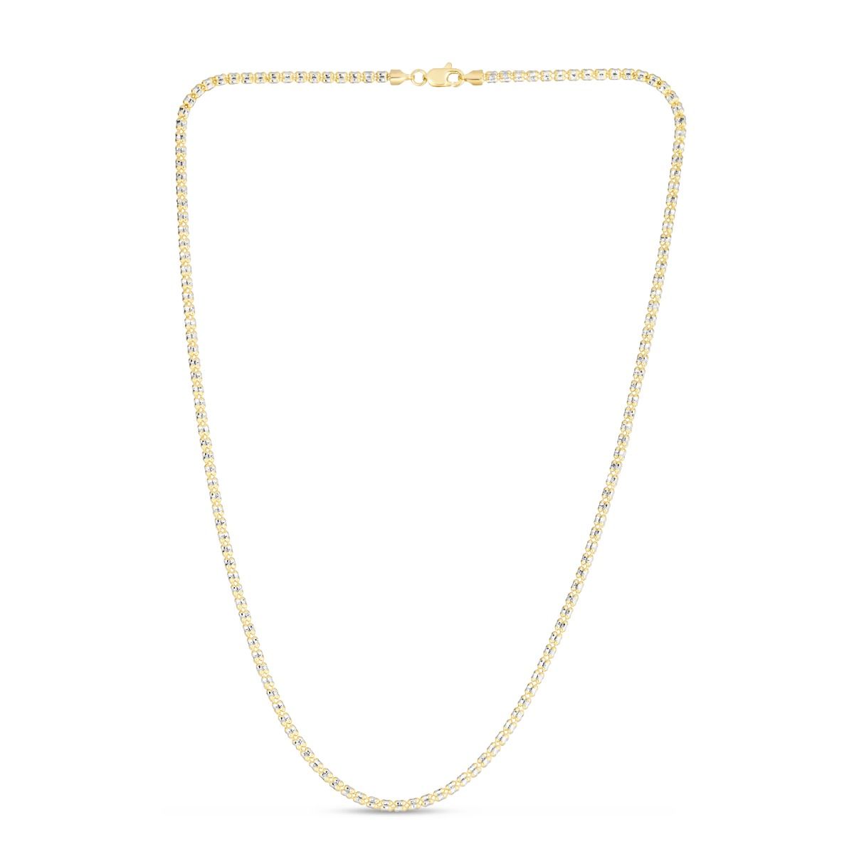 14kt White & Yellow Gold 2.7mm Diamond Cut Ice Link Chain Bracele - 2 Lengths 16 Inch,18 Inch