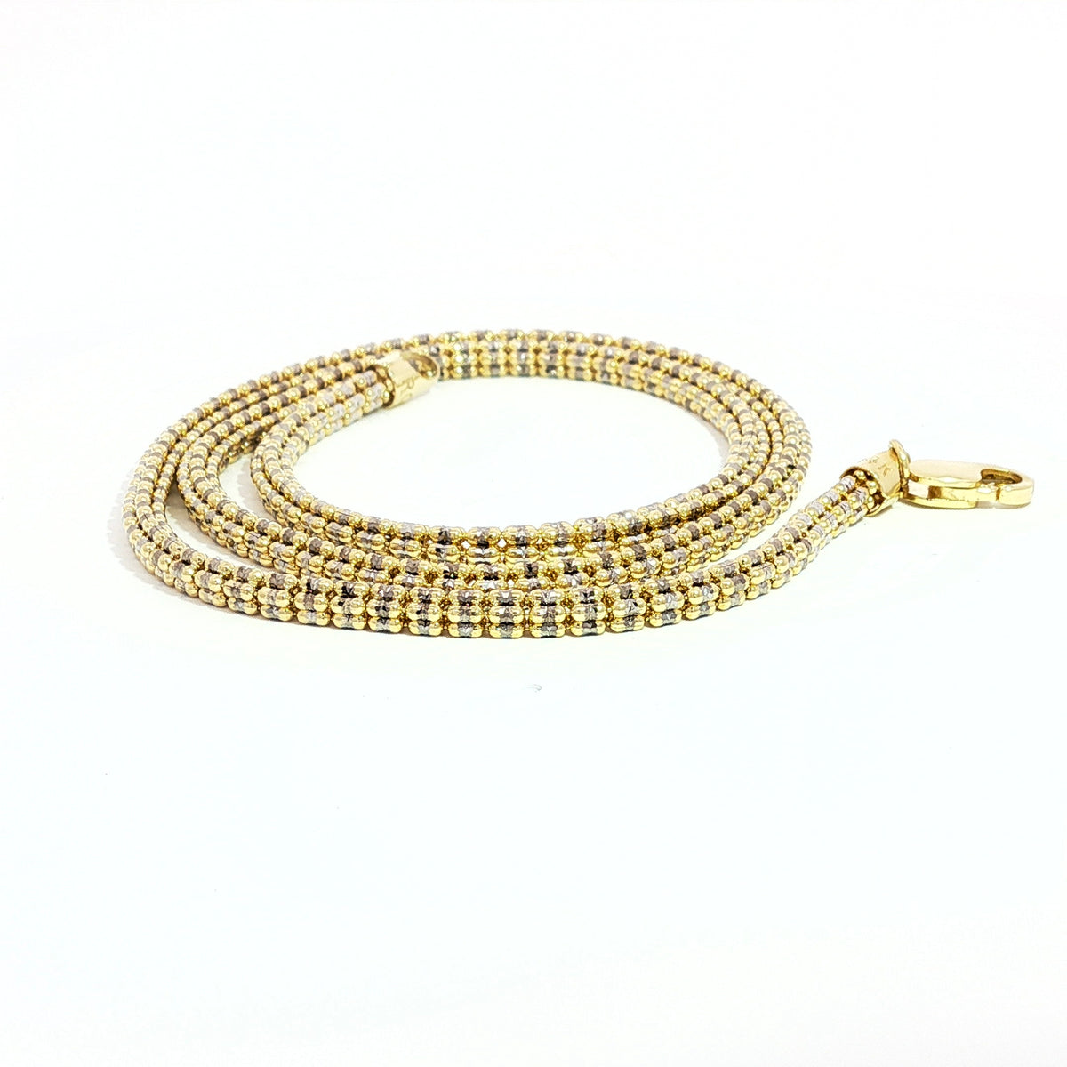 14KT TWO-TONE GOLD 3.3MM DIAMOND CUT ICE LINK CHAIN NECKLACE 18"