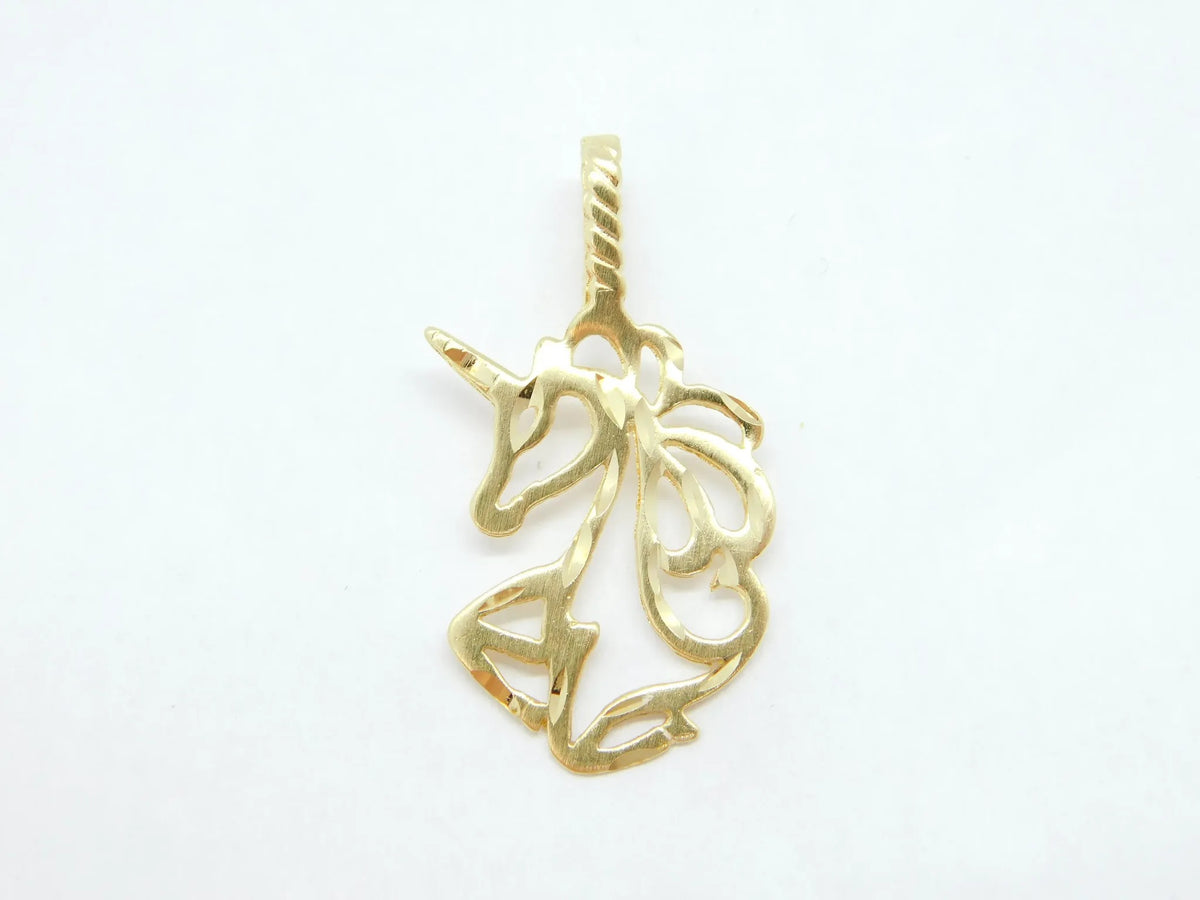 14kt Yellow Gold Filigree Unicorn Pendant