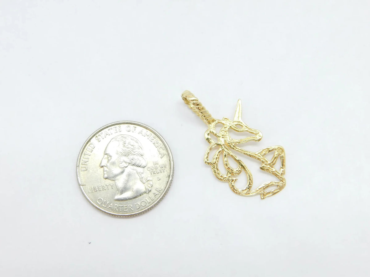 14kt Yellow Gold Filigree Unicorn Pendant