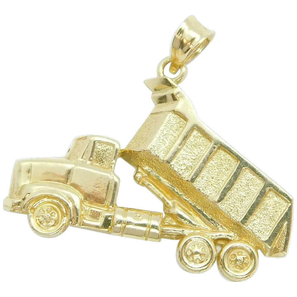 14kt Yellow Gold Construction Dump Truck Charm / Pendant