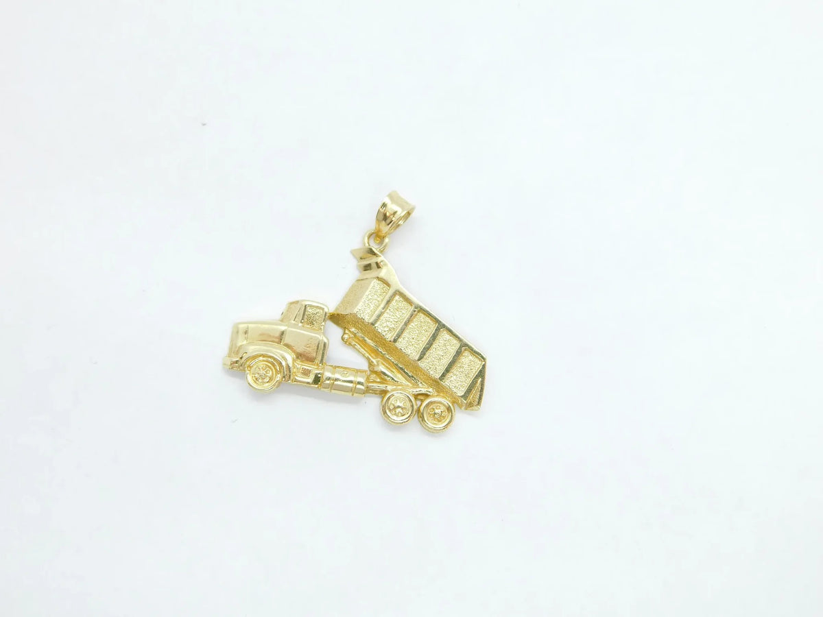 14kt Yellow Gold Construction Dump Truck Charm / Pendant