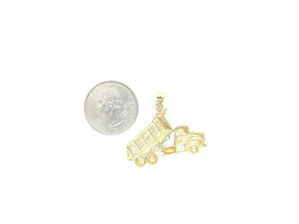 14kt Yellow Gold Construction Dump Truck Charm / Pendant