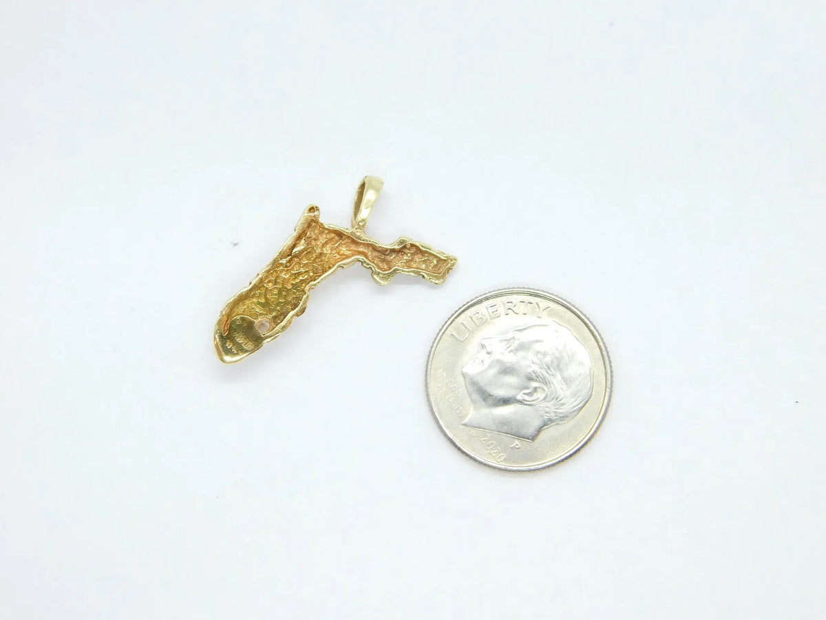 14kt Yellow Gold State of Florida with Diamond Accent Pendant / Charm