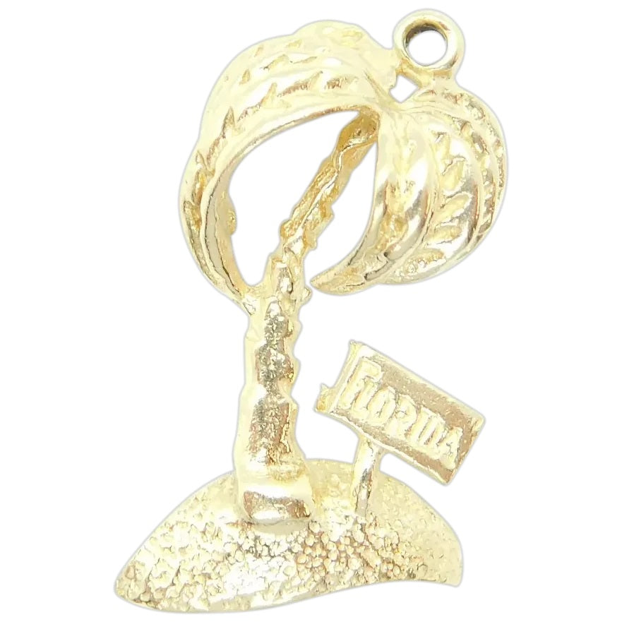 14kt Yellow Gold Florida Palm Tree and Beach Travelers Souvenir Charm