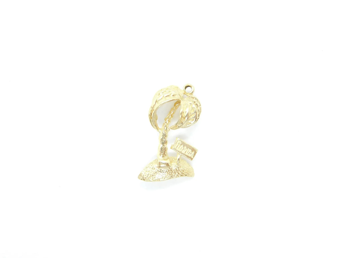 14kt Yellow Gold Florida Palm Tree and Beach Travelers Souvenir Charm