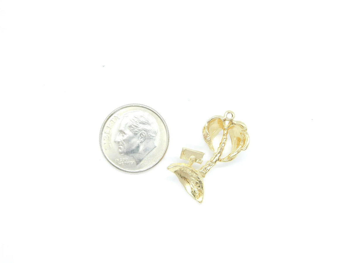 14kt Yellow Gold Florida Palm Tree and Beach Travelers Souvenir Charm