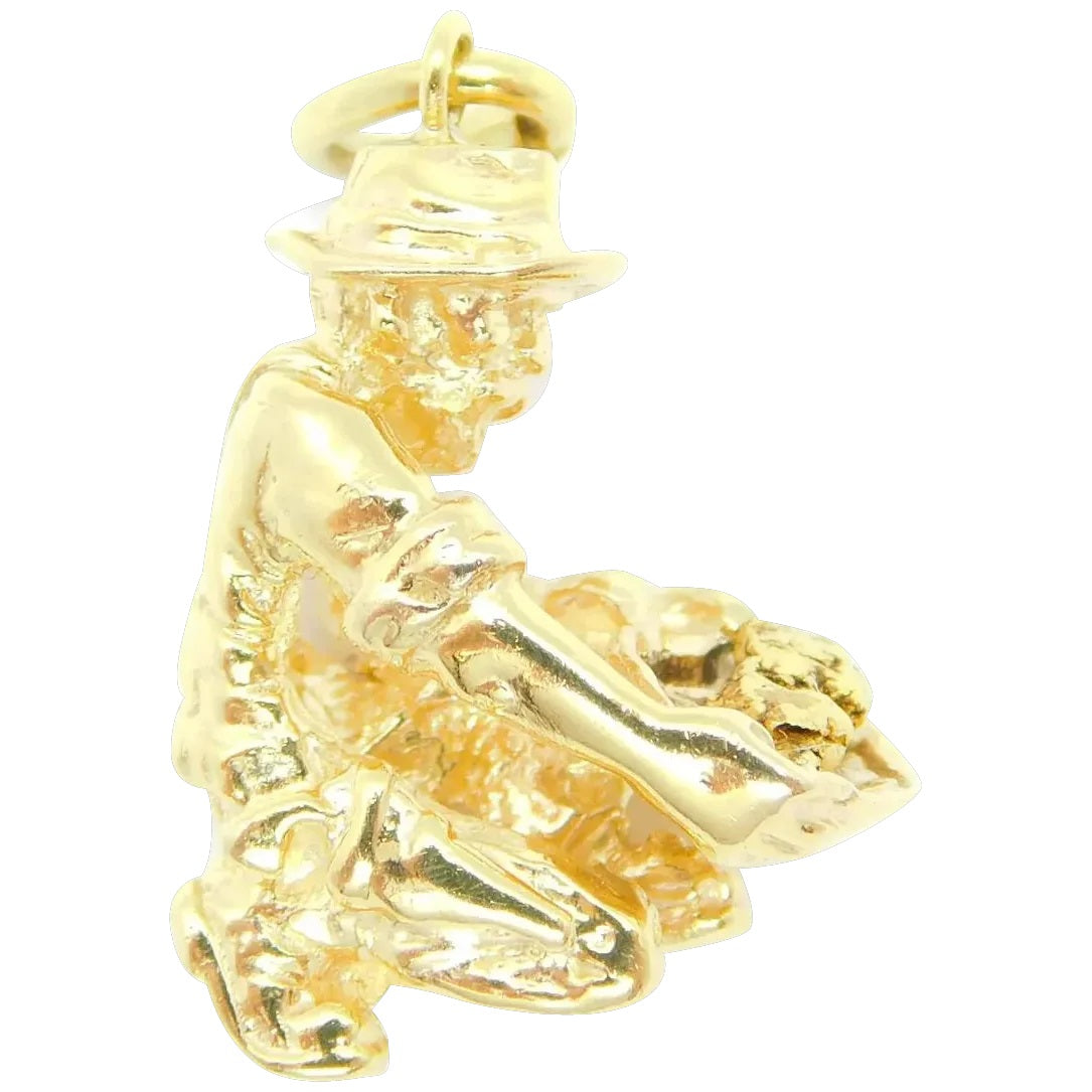 14kt Yellow Gold Prospector / Mining / Panning Man Charm