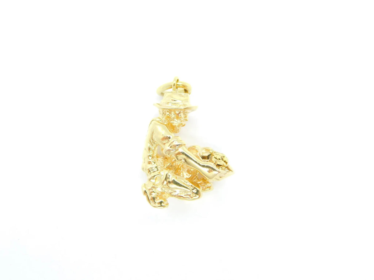 14kt Yellow Gold Prospector / Mining / Panning Man Charm