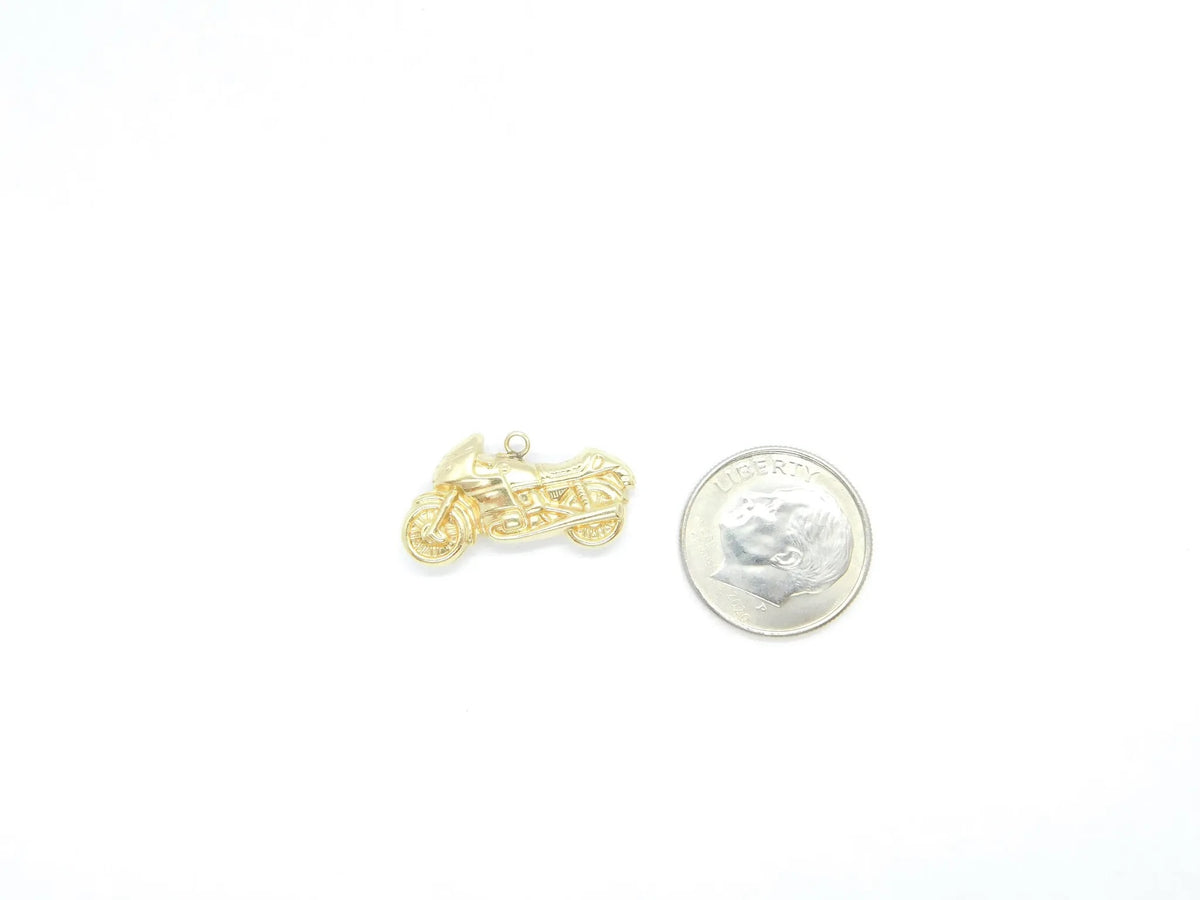 14kt Yellow Gold Racing Motorcycle Charm