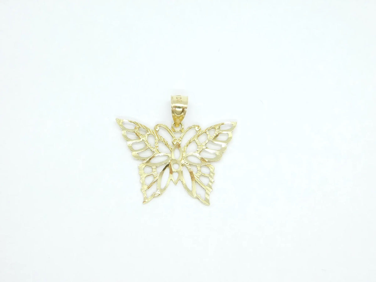 14kt Yellow Gold Diamond Cut Cutout Butterfly Charm / Pendant