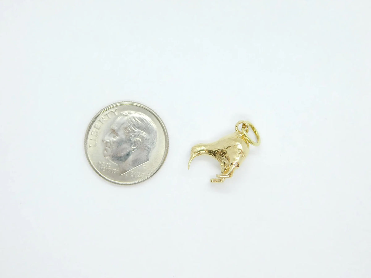 14kt Yellow Gold Solid Kiwi Bird Charm