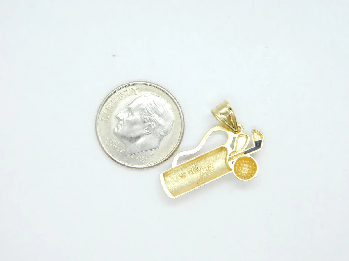 14kt Yellow Gold Golf Bag, Ball and Clubs Charm / Pendant