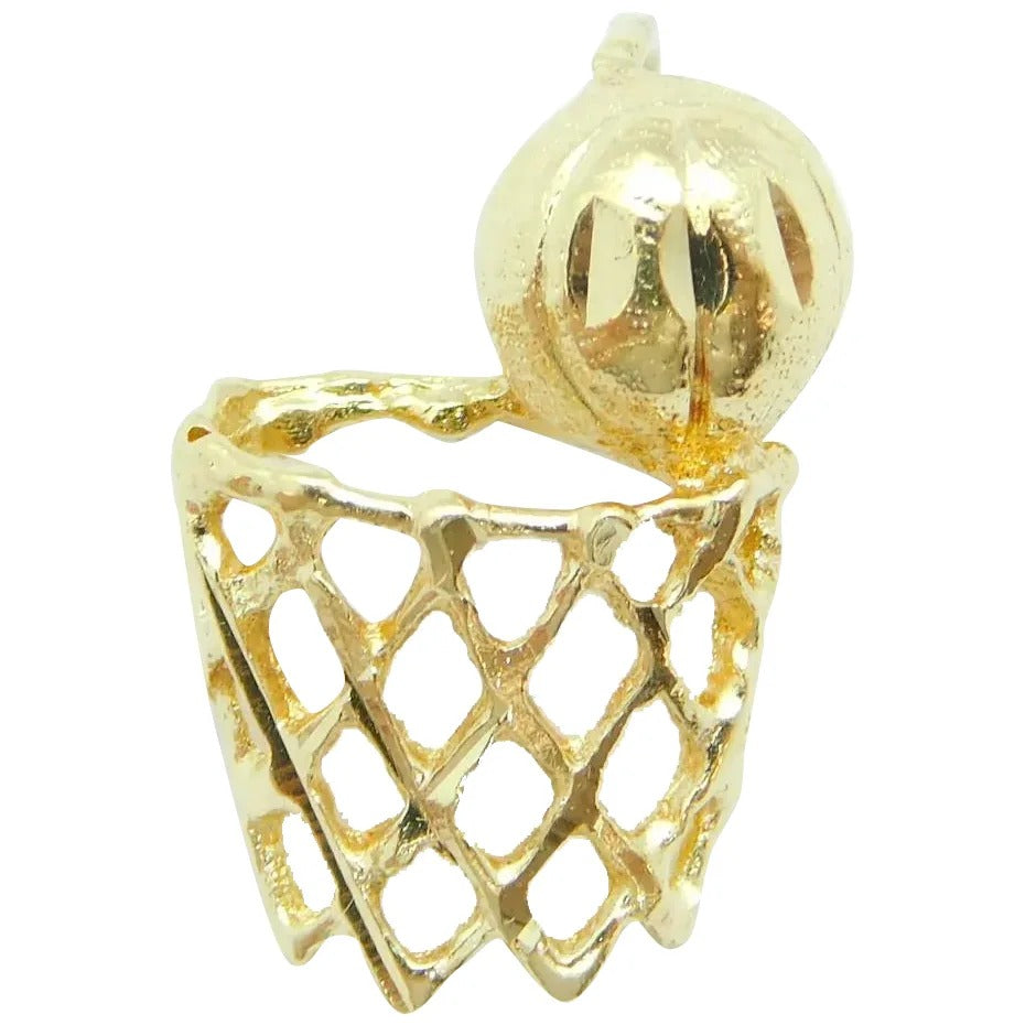 14kt Yellow Gold Basketball and Hoop / Net Charm
