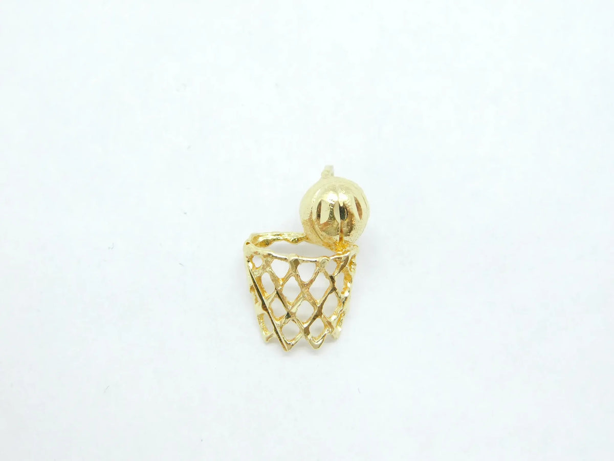 14kt Yellow Gold Basketball and Hoop / Net Charm