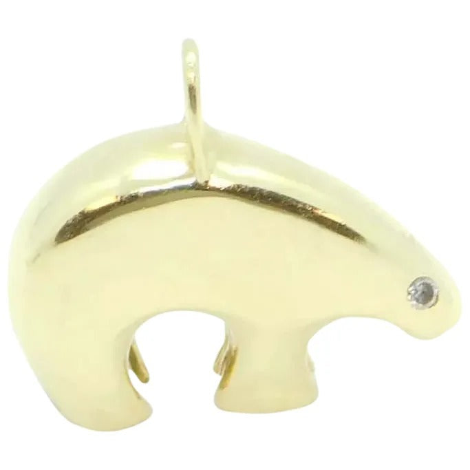 14kt Yellow Gold Bear Charm with Diamond Eye