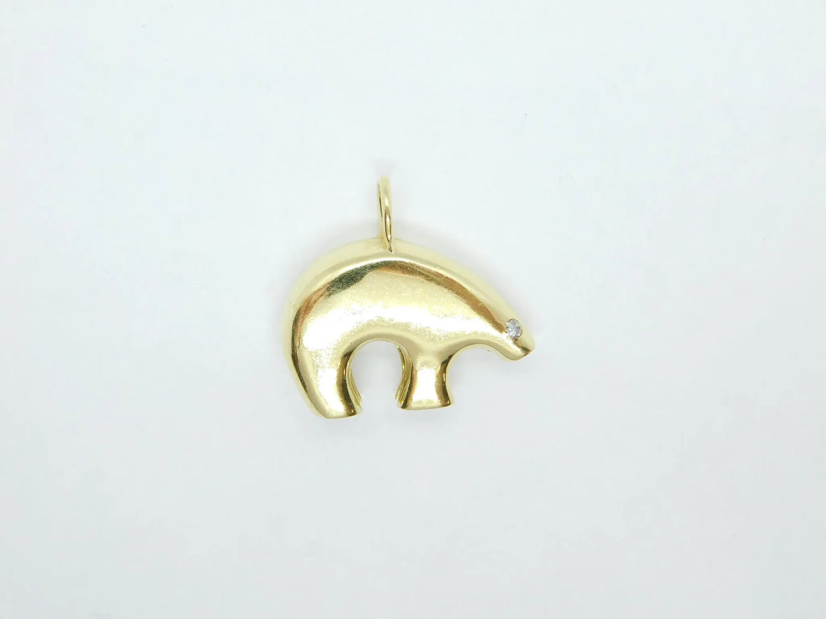14kt Yellow Gold Bear Charm with Diamond Eye