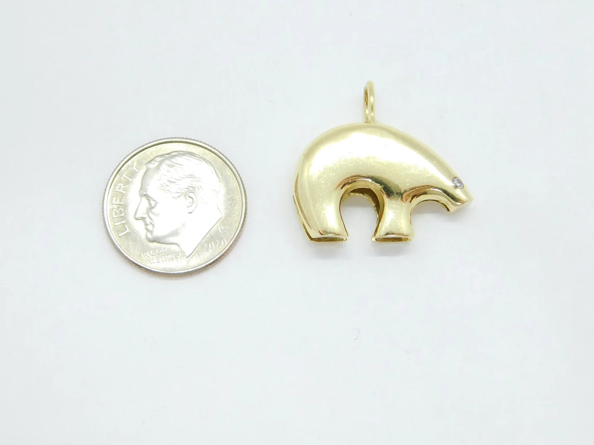 14kt Yellow Gold Bear Charm with Diamond Eye