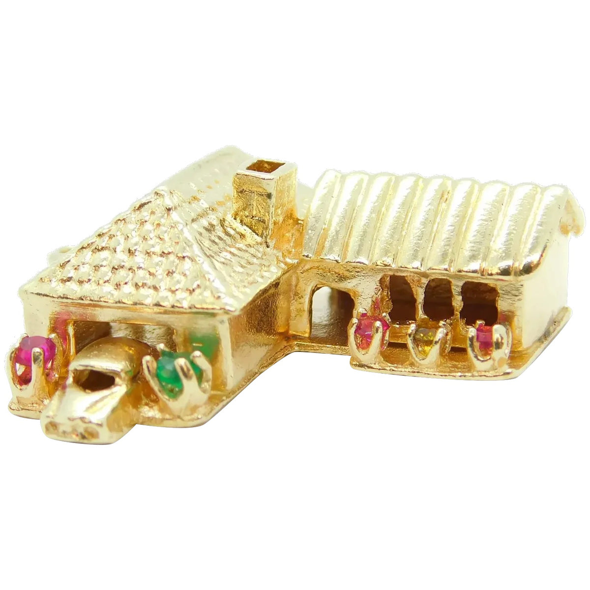 14kt Yellow Gold Gemstone Ranch House Charm