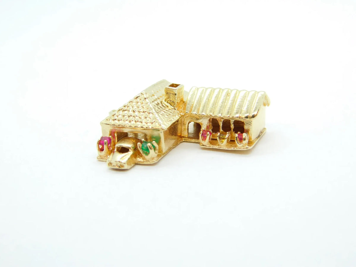 14kt Yellow Gold Gemstone Ranch House Charm