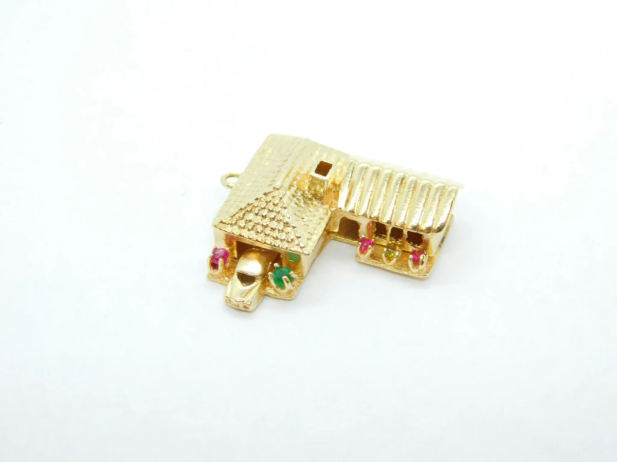 14kt Yellow Gold Gemstone Ranch House Charm