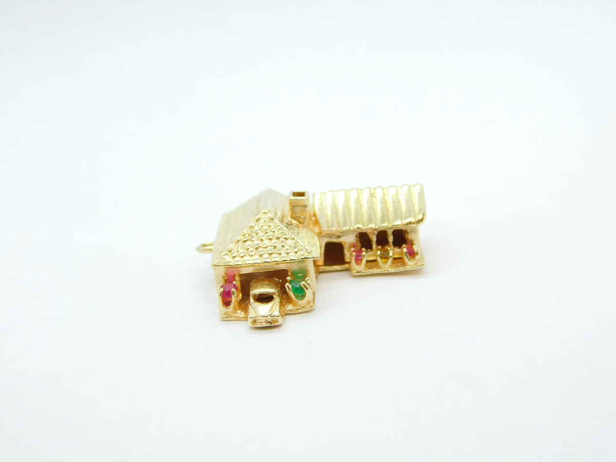 14kt Yellow Gold Gemstone Ranch House Charm