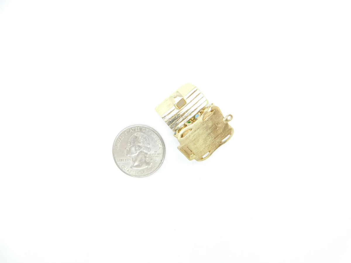 14kt Yellow Gold Opening School House Charm with Gemstone Accents