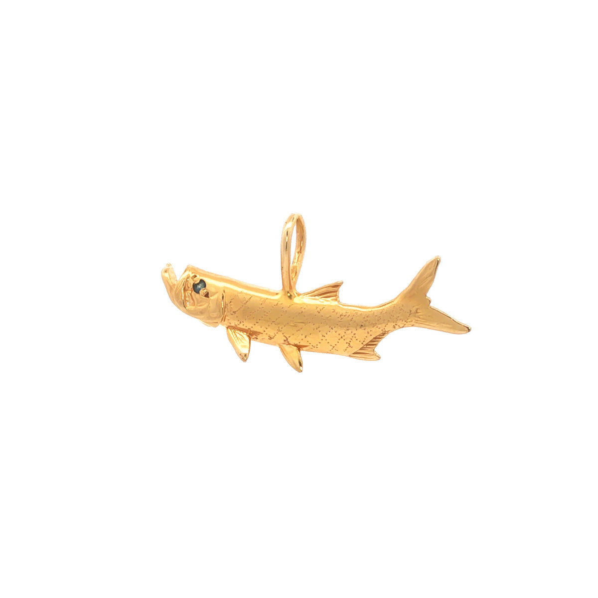 14kt Yellow Gold Sapphire Eye Tarpon Fish Pendant