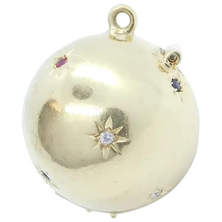 14kt Yellow Gold Ruby, Sapphire and Diamond Photo Ball Charm