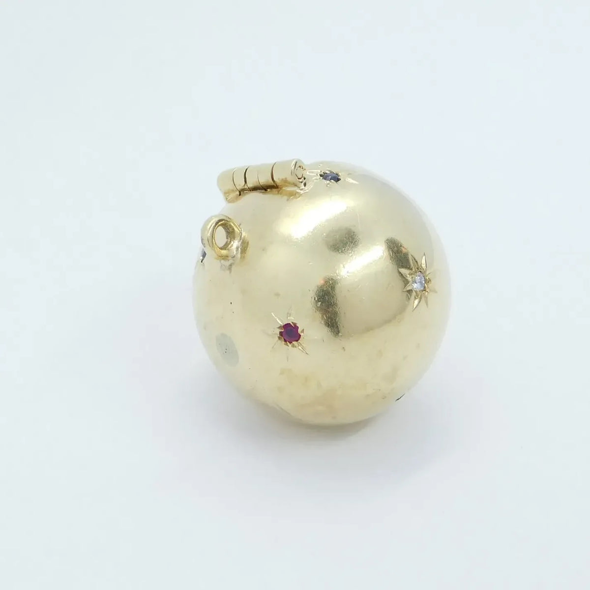 14kt Yellow Gold Ruby, Sapphire and Diamond Photo Ball Charm