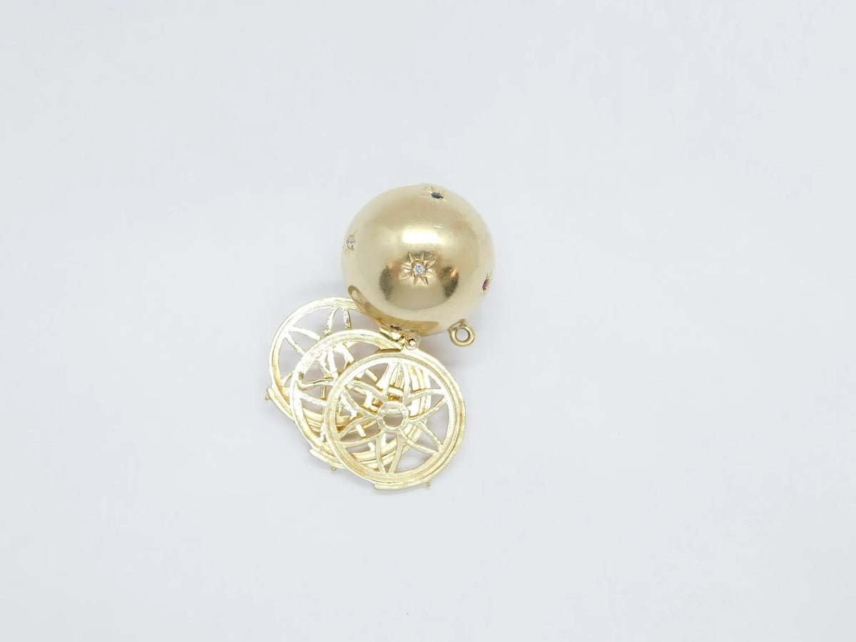 14kt Yellow Gold Ruby, Sapphire and Diamond Photo Ball Charm