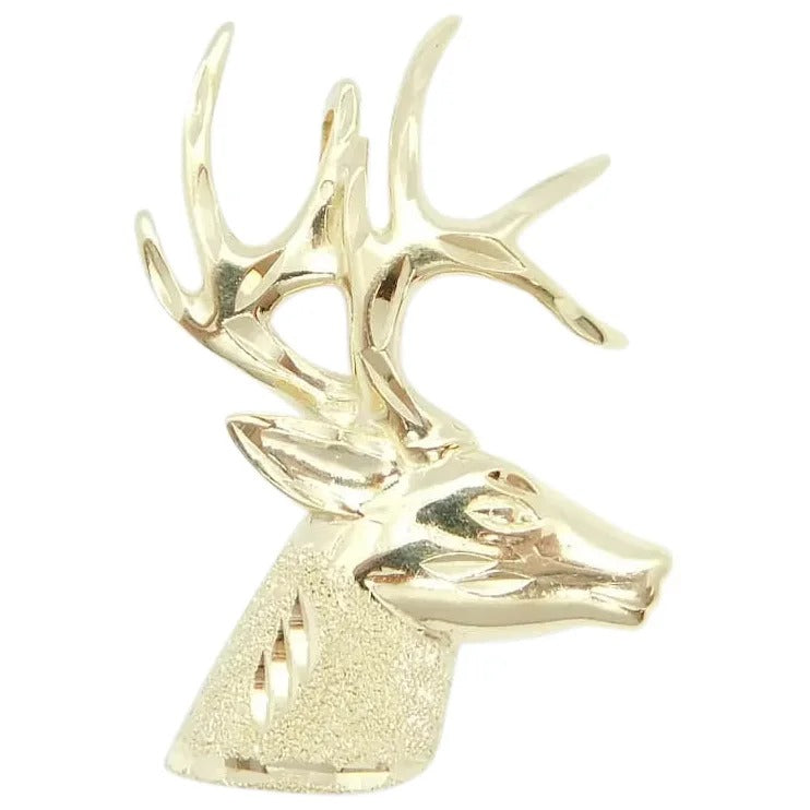 14kt Yellow Gold Diamond Cut Deer Pendant