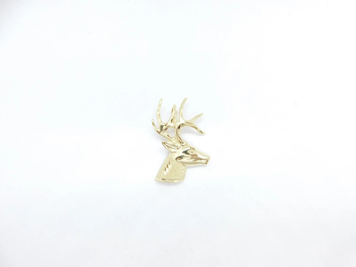 14kt Yellow Gold Diamond Cut Deer Pendant