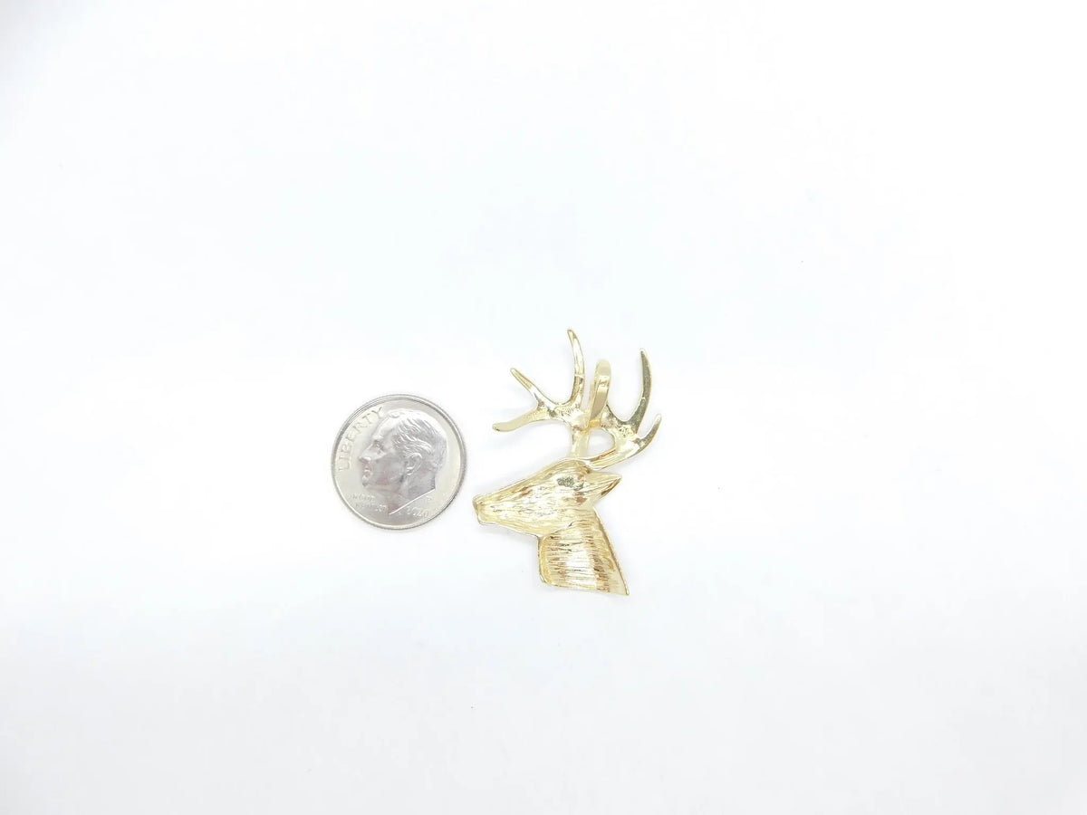14kt Yellow Gold Diamond Cut Deer Pendant