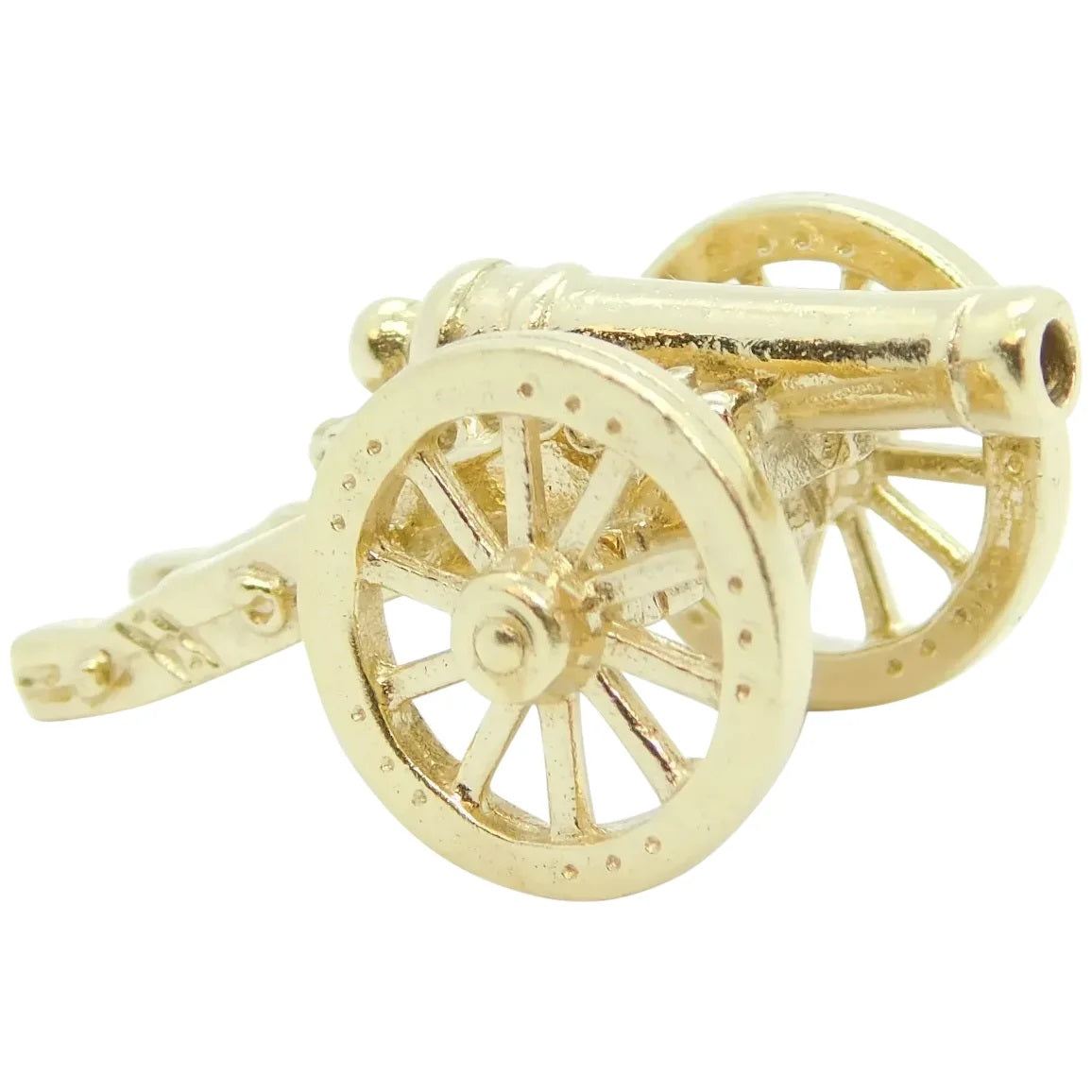 14kt Yellow Gold Three Dimensional Moving Cannon Charm