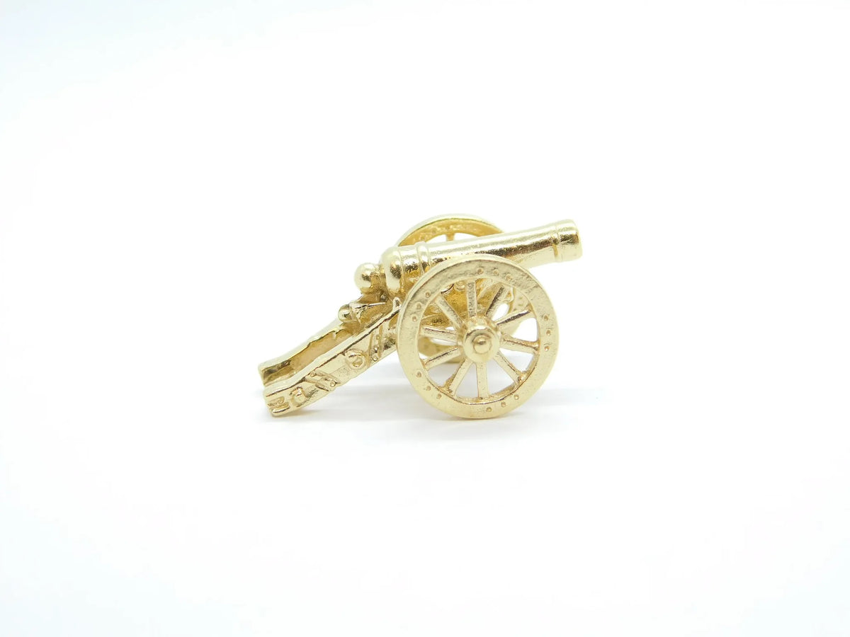 14kt Yellow Gold Three Dimensional Moving Cannon Charm